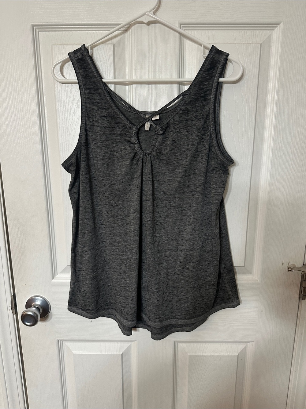 Cato Dark Heather Gray Keyhole Back Tank Top